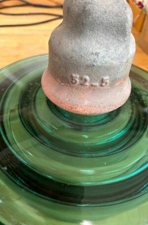 Vintage EIV66 13.5" Green Glass And Ceramic High Voltage Insulator Sombrero
