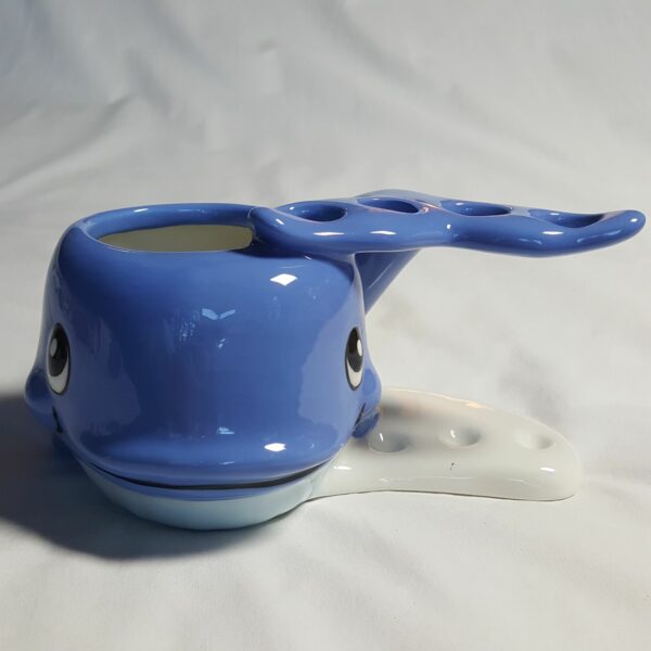 Little Blue Whale-Themed Ceramic Toothbrush Holder & Mug Set With Handle - Image 2
