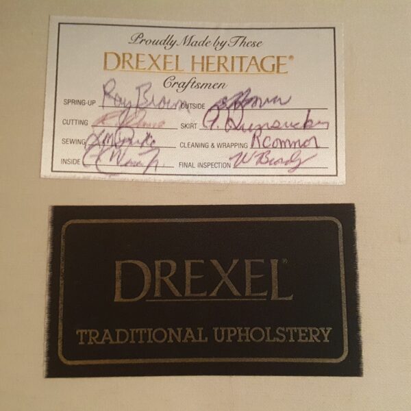 Vintage Drexel Heritage Floral Upholstered Sofa Couch With Removable Cushions & Pillows - Image 4