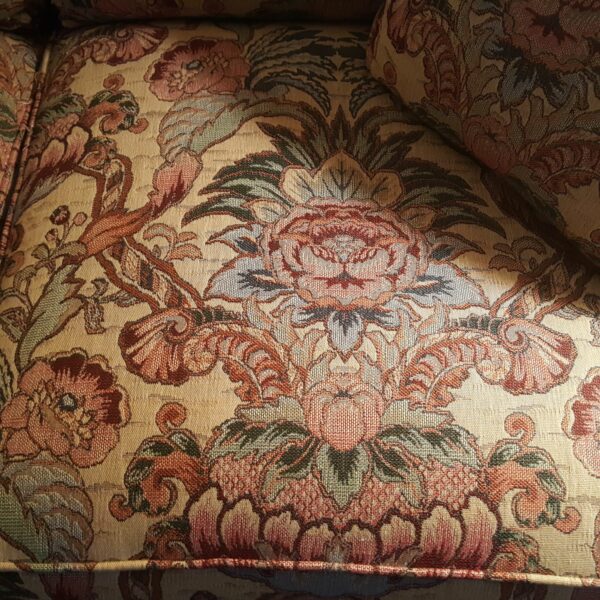 Vintage Drexel Heritage Floral Upholstered Sofa Couch With Removable Cushions & Pillows - Image 2