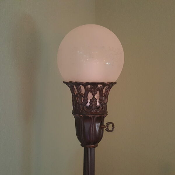 Vintage White & Brass Globe Floor Lamp – Timeless Mid-Century Style - Image 5