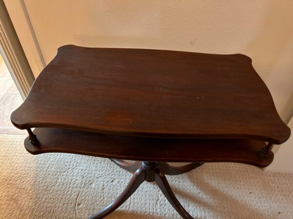Antique Weiman Mahogany 2 Tier Side or Game Table Queen Anne or Federal Style w/Claw Feet