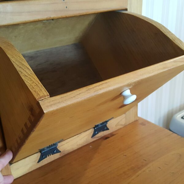 Handcrafted Rustic Amish Hoosier Cabinet – Vintage Kitchen Hutch & Bakers Buffet - Image 9