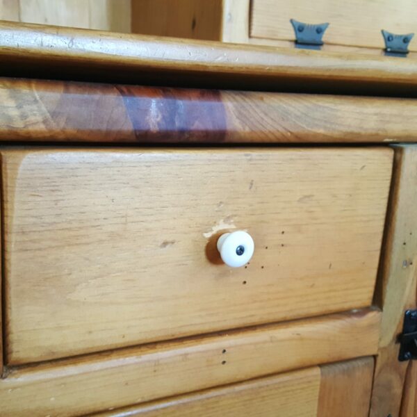 Handcrafted Rustic Amish Hoosier Cabinet – Vintage Kitchen Hutch & Bakers Buffet - Image 11