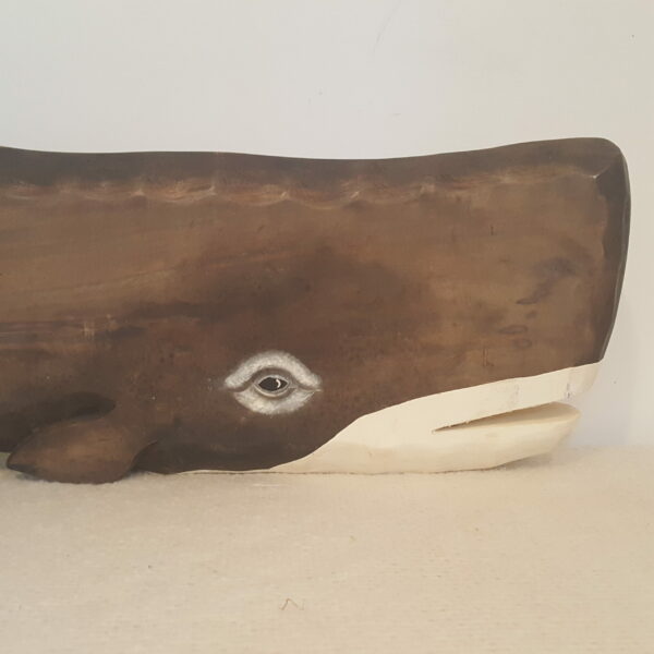 Rustic Nautical Handcrafted Folk Art Style Wooden Whale Wall Art Decor 35" x 93.5" - Image 4