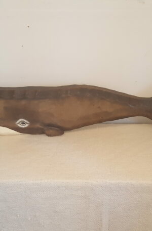 Rustic Nautical Handcrafted Folk Art Style Wooden Whale Wall Art Decor 35" x 93.5"