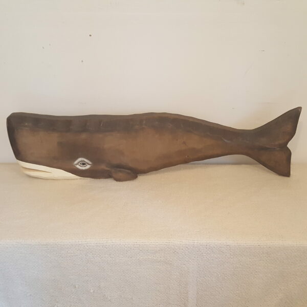 Rustic Nautical Handcrafted Folk Art Style Wooden Whale Wall Art Decor 35" x 93.5"