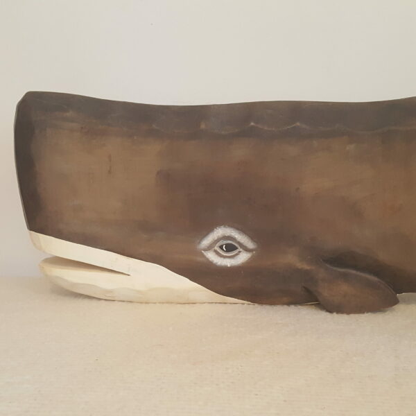 Rustic Nautical Handcrafted Folk Art Style Wooden Whale Wall Art Decor 35" x 93.5" - Image 5