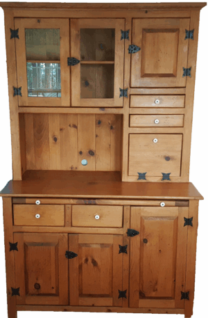 Handcrafted Rustic Amish Hoosier Cabinet – Vintage Kitchen Hutch & Bakers Buffet