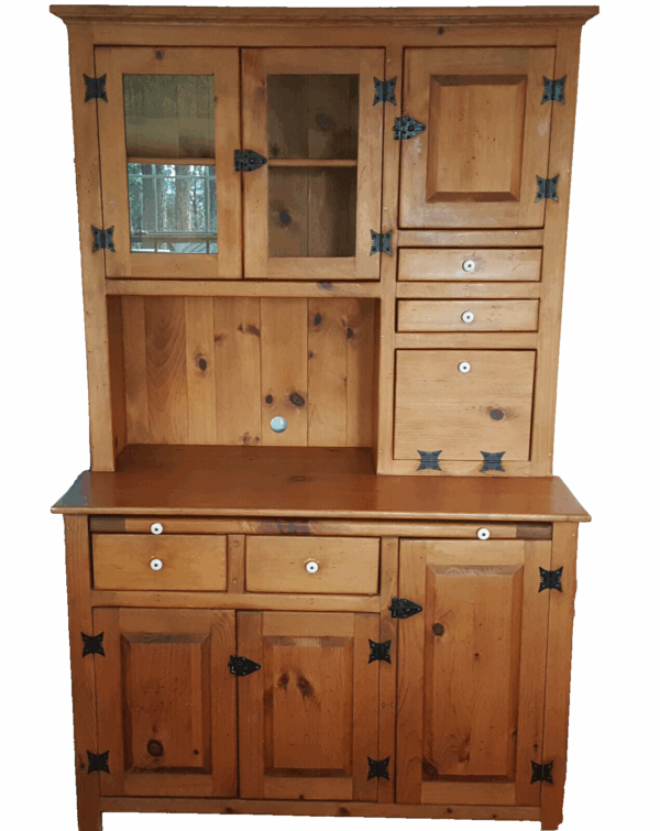 Handcrafted Rustic Amish Hoosier Cabinet – Vintage Kitchen Hutch & Bakers Buffet