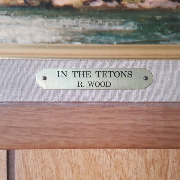 Vintage Framed Landscape Oil Painting "In the Tetons" by R. Wood – Rustic Lodge Décor​ - Image 6