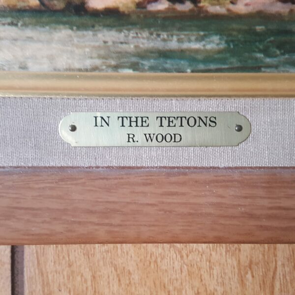Vintage Framed Landscape Oil Painting "In the Tetons" by R. Wood – Rustic Lodge Décor​ - Image 6