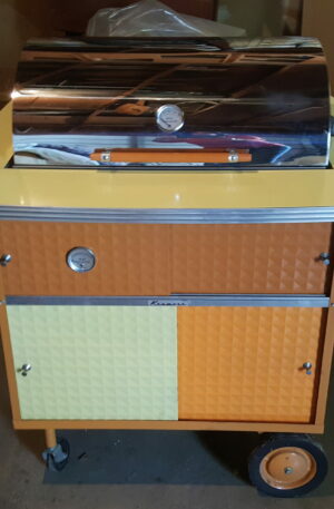 Vintage Kenmore Rolling Rotisserie Grill with Basket & Racks – Mid-Century Outdoor Entertaining Station