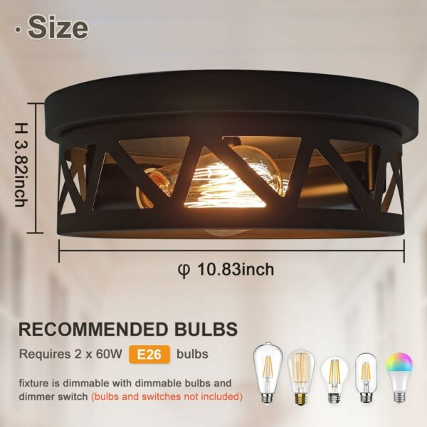 Farmhouse Ceiling Light Fixture 10.83" 2-Pack, for Hallway Kitchen Hallway Entryway, E26 Base - Image 2