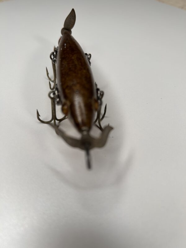 Antique Heddon Dowagiac 5-Hook Minnow Fishing Lure – Early 1900s Wood Body, Glass Eyes - Image 4