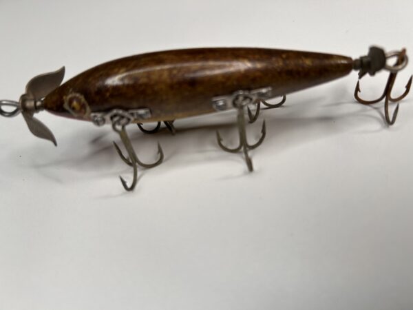 Antique Heddon Dowagiac 5-Hook Minnow Fishing Lure – Early 1900s Wood Body, Glass Eyes - Image 3