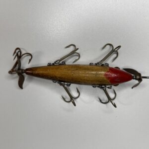 Antique Heddon Dowagiac 5-Hook Minnow Fishing Lure – Early 1900s Wood Body, Glass Eyes