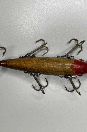 Antique Heddon Dowagiac 5-Hook Minnow Fishing Lure – Early 1900s Wood Body, Glass Eyes