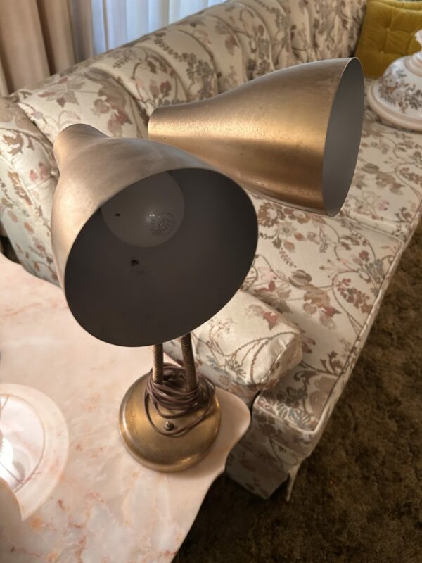 Timeless Glow | Mid-Century Modern Double Gooseneck Lamp – Brushed Brass Beauty