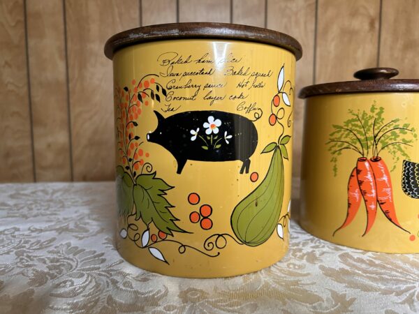 Sunlit Nostalgia | Vintage Ransburg Yellow Kitchen Canister Set (4) – Hand Painted Charm - Image 4