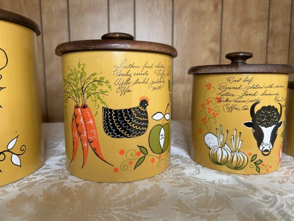 Sunlit Nostalgia | Vintage Ransburg Yellow Kitchen Canister Set (4) – Hand Painted Charm - Image 3