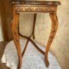 Vintage French-Style Carved Accent Table – Walnut Finish, Cabriole Legs - Image 2
