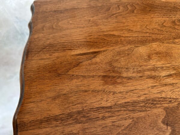 Vintage French-Style Carved Accent Table – Walnut Finish, Cabriole Legs - Image 6