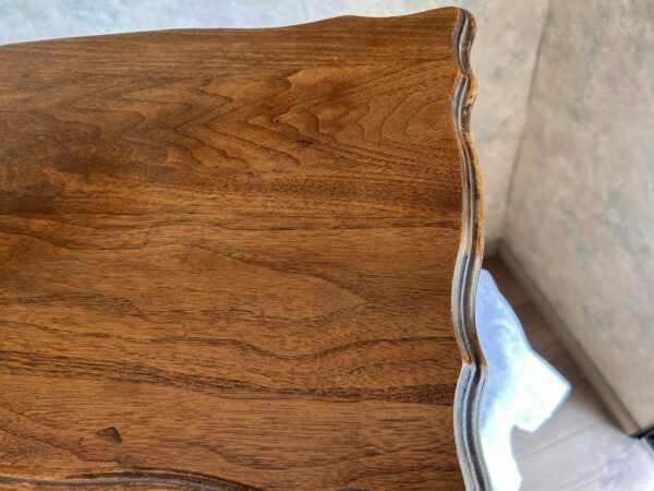 Vintage French-Style Carved Accent Table – Walnut Finish, Cabriole Legs - Image 7