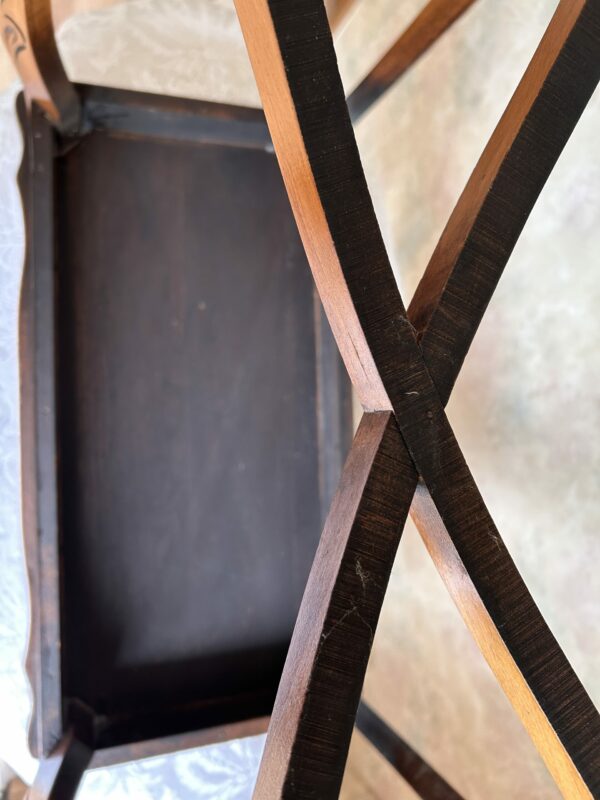 Vintage French-Style Carved Accent Table – Walnut Finish, Cabriole Legs - Image 9