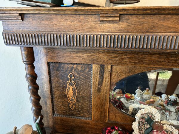 Tall Walnut Display Sideboard - Ornate Trim & Rich Patina - Image 3