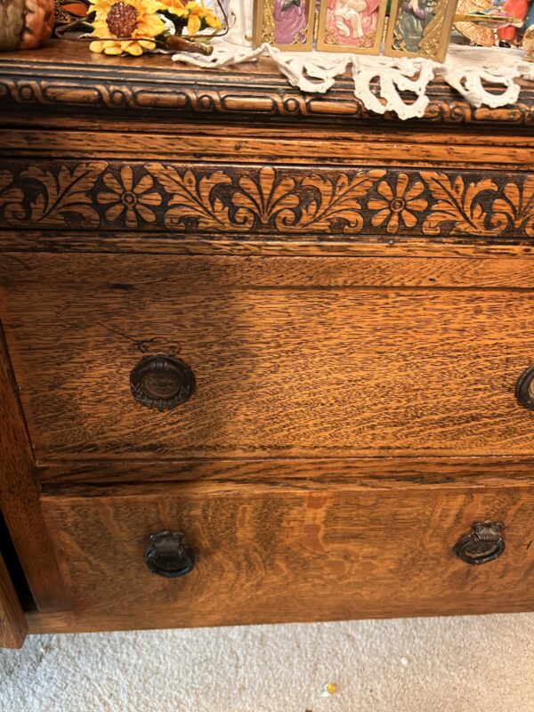 Tall Walnut Display Sideboard - Ornate Trim & Rich Patina - Image 6