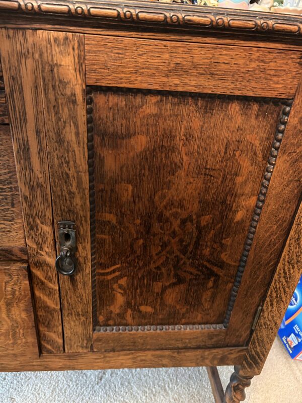 Tall Walnut Display Sideboard - Ornate Trim & Rich Patina - Image 8