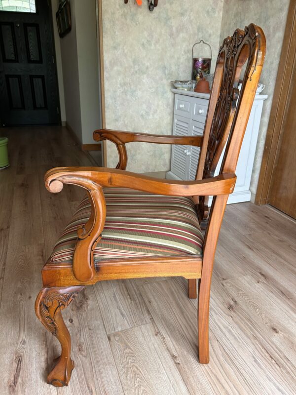 Vintage Carved Wood Armchair – Cabriole Legs, Shell & Leaf Motif - Image 13