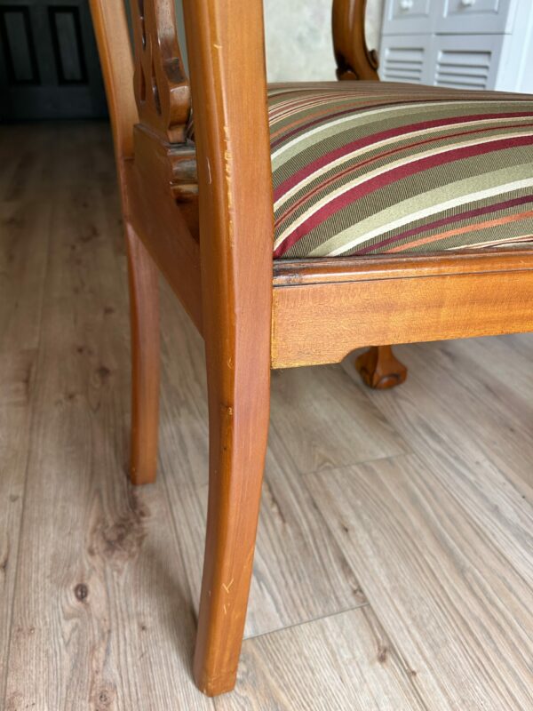 Vintage Carved Wood Armchair – Cabriole Legs, Shell & Leaf Motif - Image 8