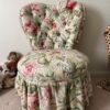 Floral Slipper Chair – Tufted Heart Back & Ruffled Skirt