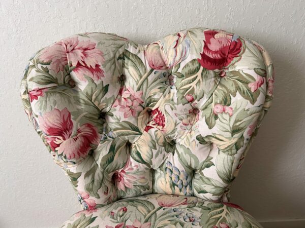 Floral Slipper Chair – Tufted Heart Back & Ruffled Skirt - Image 5