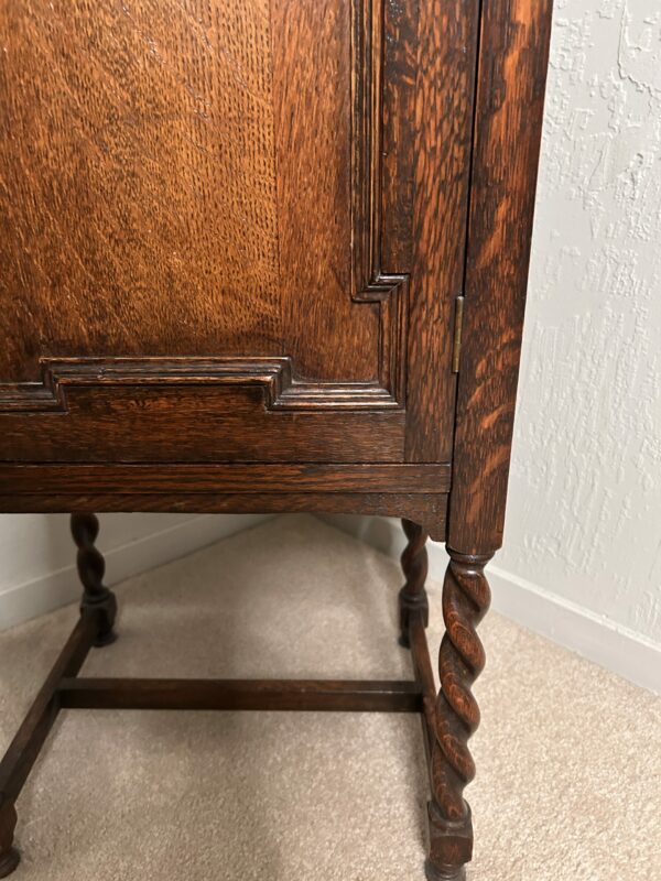 Antique Walnut Bedside Cabinet – Barley Twist Legs, Carved Front - Image 5