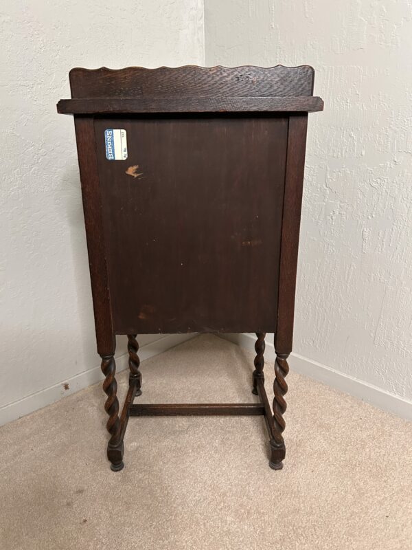 Antique Walnut Bedside Cabinet – Barley Twist Legs, Carved Front - Image 9