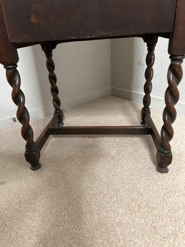 Antique Walnut Bedside Cabinet – Barley Twist Legs, Carved Front - Image 10