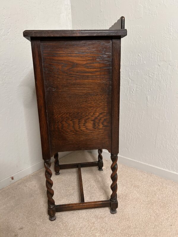 Antique Walnut Bedside Cabinet – Barley Twist Legs, Carved Front - Image 11