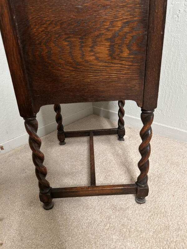 Antique Walnut Bedside Cabinet – Barley Twist Legs, Carved Front - Image 12