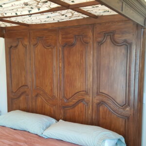 Vintage French Provincial King Canopy Bed – Carved Wood Four Poster Bed Frame