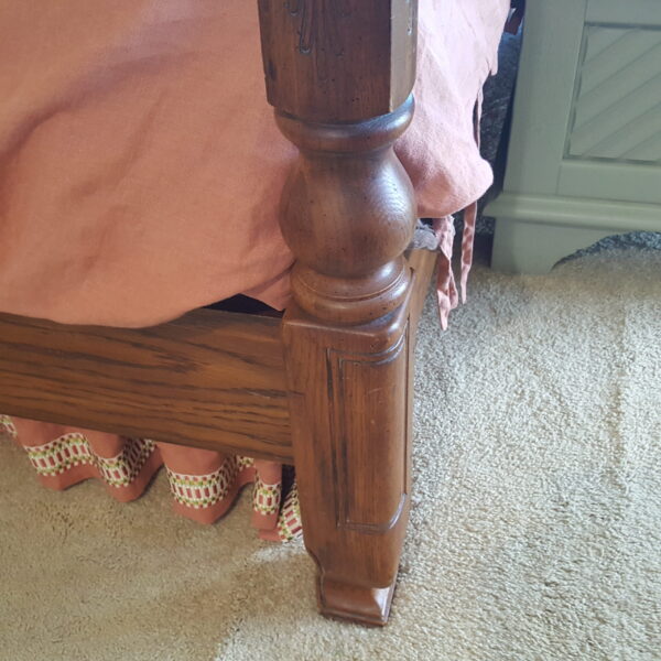 Vintage French Provincial King Canopy Bed – Carved Wood Four Poster Bed Frame - Image 4