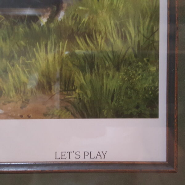 "Let’s Play" by Mary Haggard – Framed Print of White Mare & Shelties at Play 20"x18" Signed - Image 3