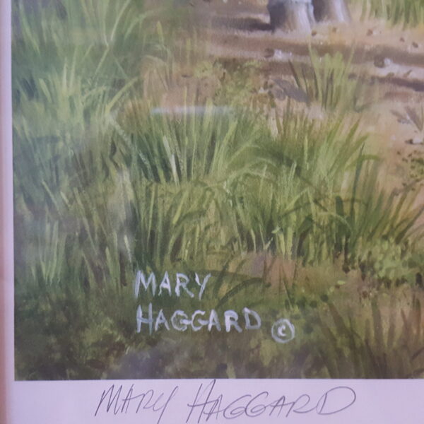 "Let’s Play" by Mary Haggard – Framed Print of White Mare & Shelties at Play 20"x18" Signed - Image 4