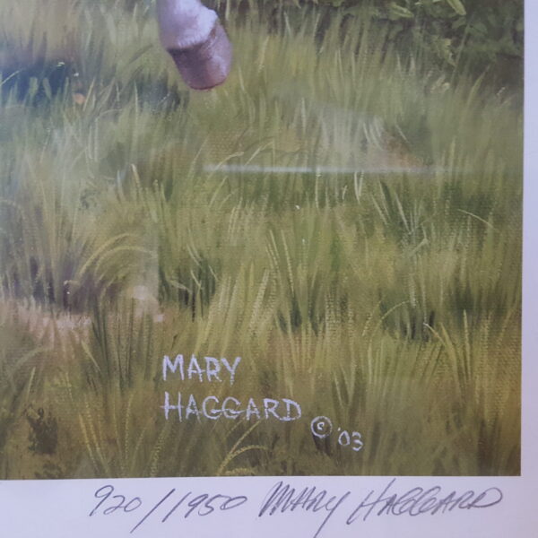 Romance in the Air – Hand-Signed Mary Haggard Limited Edition | White Arabians in Bloom 30x26 Framed - Image 5