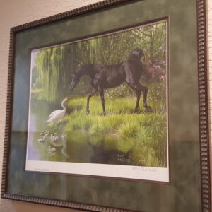 Peaceful Crossing – Mary Haggard “Coming Ashore” Framed Horse & Swans Print