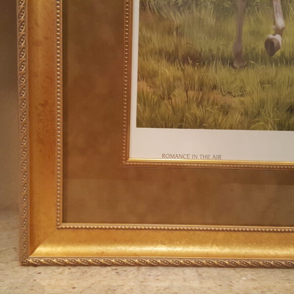 Romance in the Air – Hand-Signed Mary Haggard Limited Edition | White Arabians in Bloom 30x26 Framed - Image 6