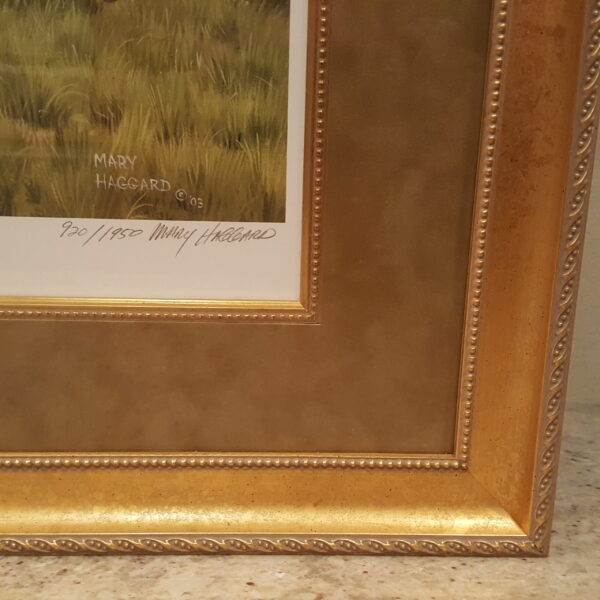 Romance in the Air – Hand-Signed Mary Haggard Limited Edition | White Arabians in Bloom 30x26 Framed - Image 7