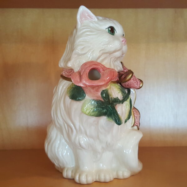 Fitz and Floyd Essentials “Kittens & Roses” Persian Cat Teapot – Handcrafted Ceramic - Image 2